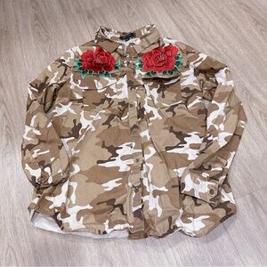 Love Tree Camouflage Button-Up Shirt
